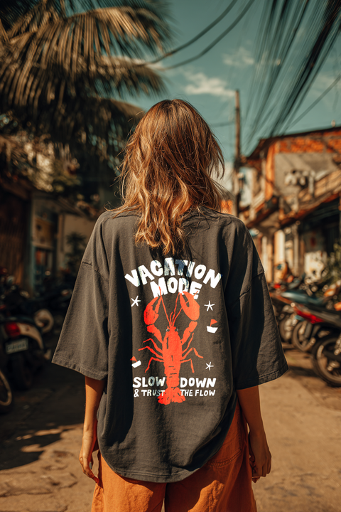 Oversized T-shirt "Vacation Mode" (Graphite)