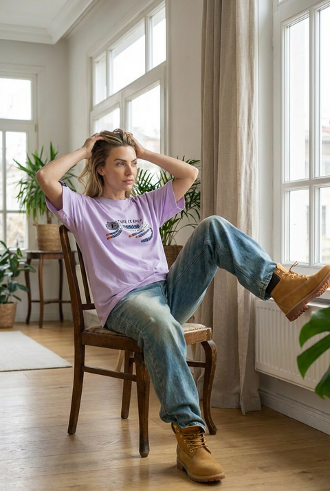 Oversize'owa koszulka "Take it easy"