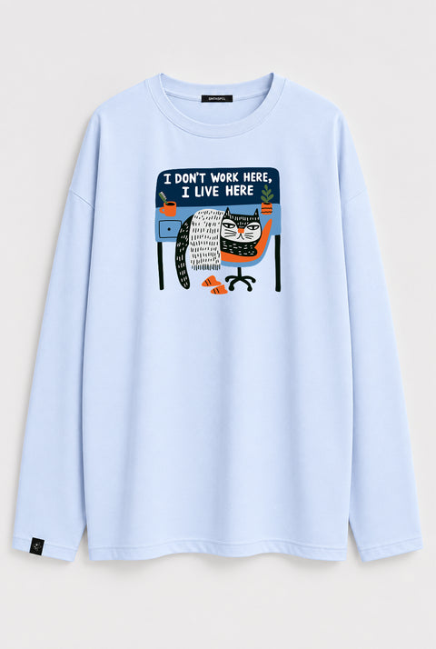 Oversized Long-Sleeve Shirt "I live here"