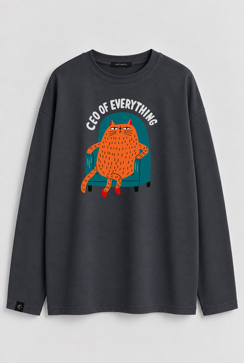Oversized Long-Sleeve Shirt "CEO of everything"