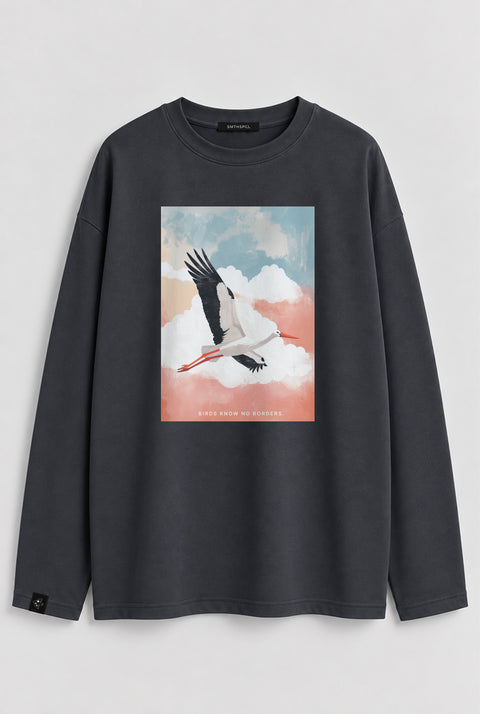 Лонгслив оверсайз "Birds know no borders"