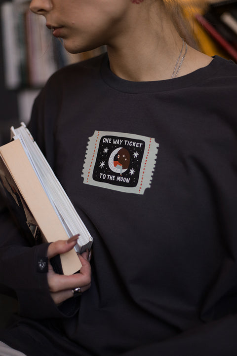 Лонгслив оверсайз "One way ticket to the moon"