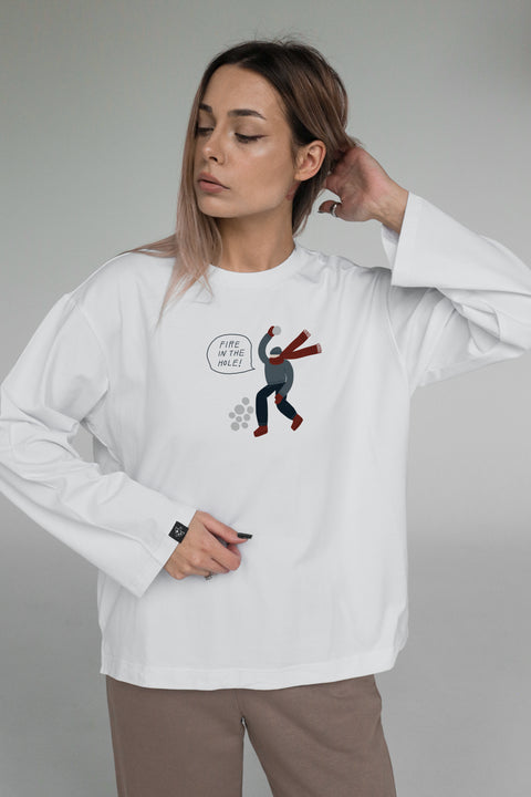 Oversize'owy longsleeve unisex "Fire in the hole!"