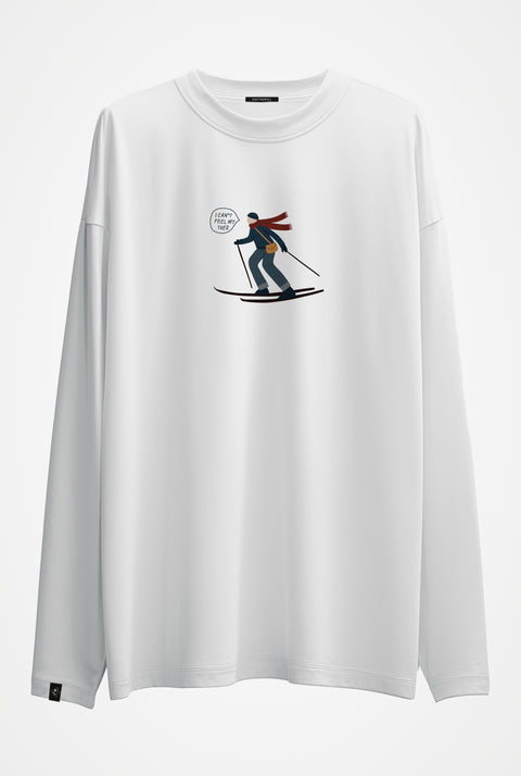 Oversized Unisex Long-Sleeve Shirt "I can't feel my toes"