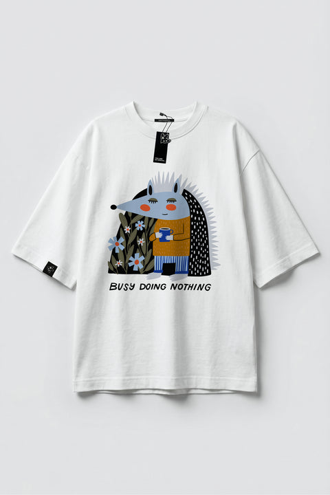 Oversize'owa koszulka "Busy doing nothing"