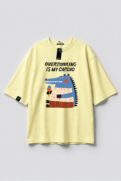 Oversize'owa koszulka "Overthinking is my cardio"