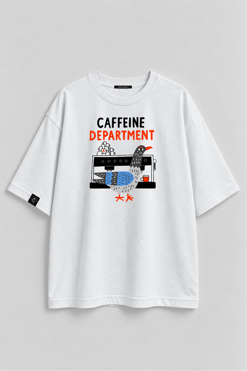 Oversize'owa koszulka "Caffeine department"