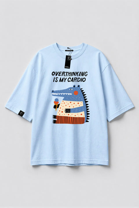 Oversize'owa koszulka "Overthinking is my cardio"