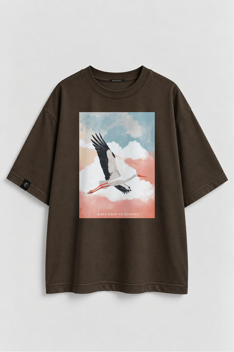 Oversize'owa koszulka "Birds know no borders"