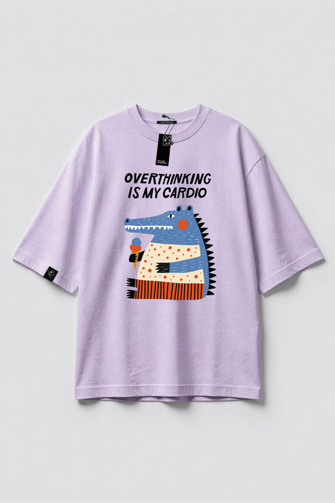 Oversize'owa koszulka "Overthinking is my cardio"