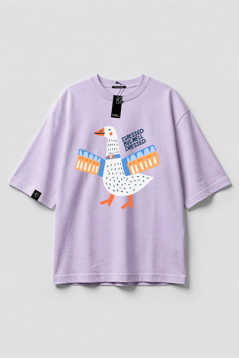 Oversize'owa koszulka "Stressed but well dressed"