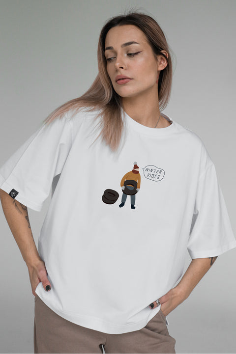 Oversize'owa koszulka unisex "Winter vibes"