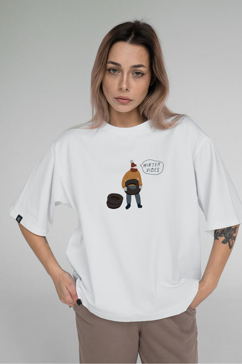 Oversize'owa koszulka unisex "Winter vibes"