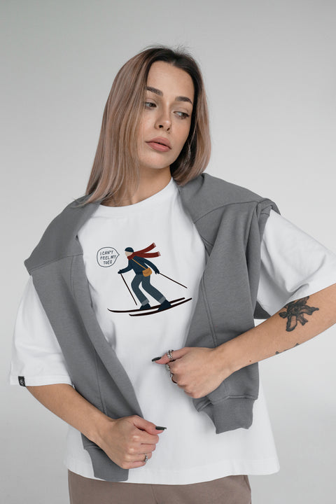 Oversized Unisex T-shirt "I can't feel my toes"