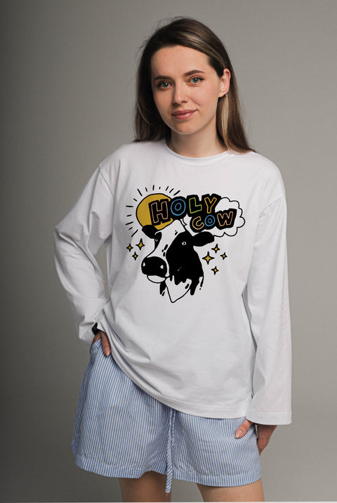 Лонгслив оверсайз "Holy cow"