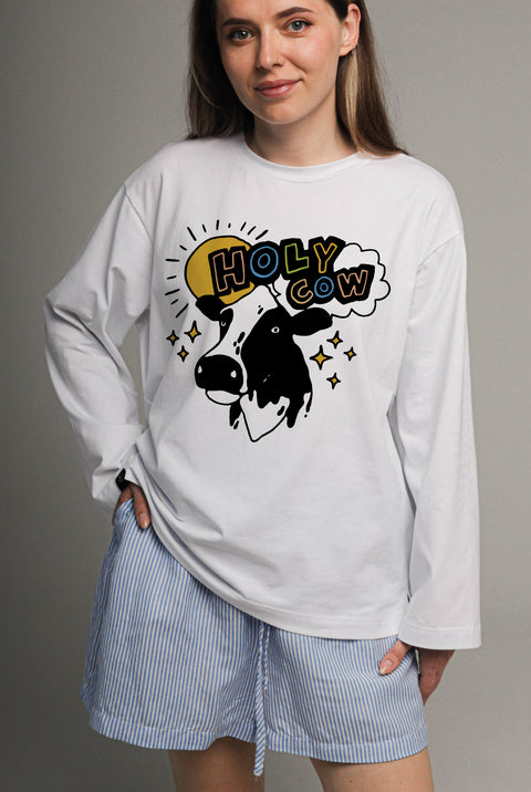 Лонгслив оверсайз "Holy cow"