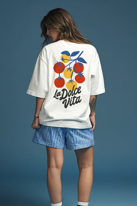 Oversize'owa koszulka "La Dolce Vita"