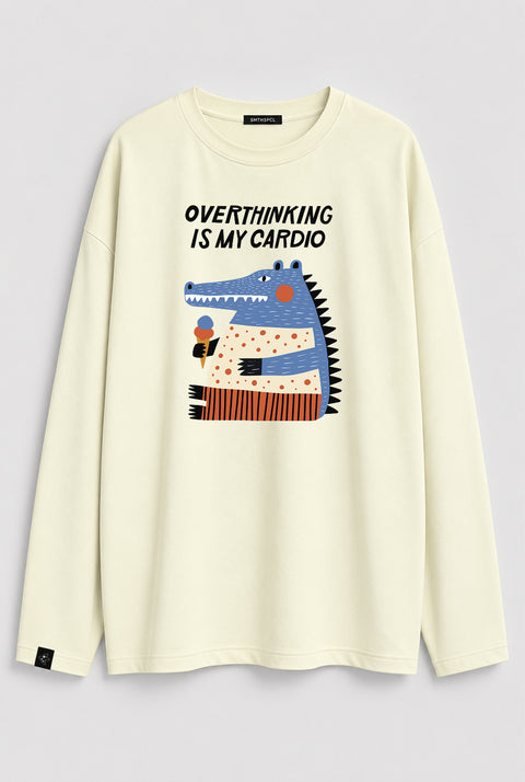 Oversized Long-Sleeve Shirt "Overthinking is my cardio"