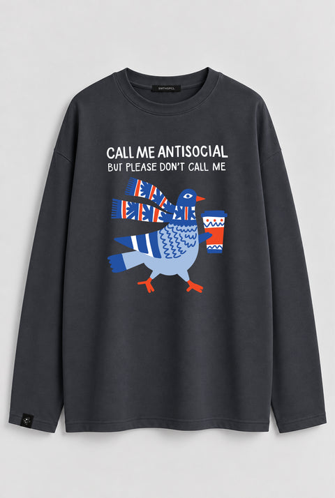 Oversized Long-Sleeve Shirt "Antisocial"