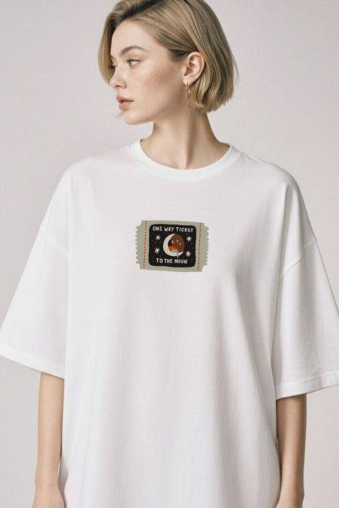 Oversized T-shirt "One way ticket to the moon"