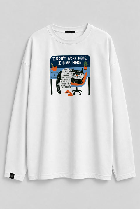 Oversized Long-Sleeve Shirt "I live here"