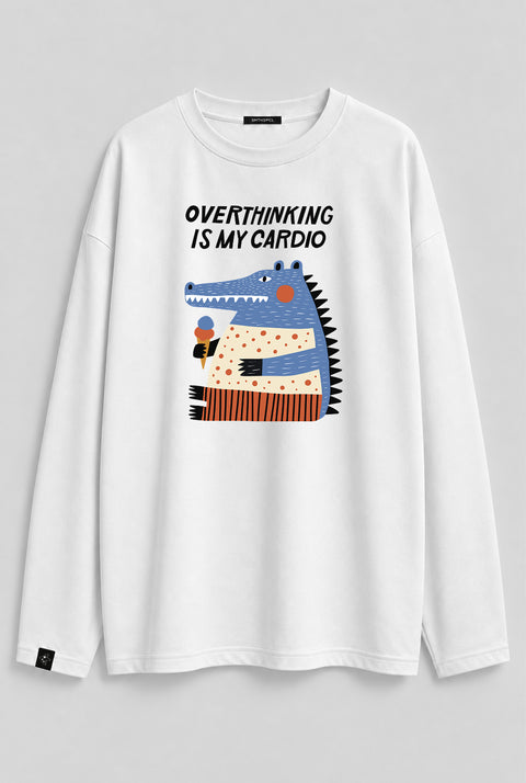 Oversized Long-Sleeve Shirt "Overthinking is my cardio"