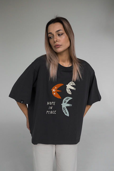 Oversized T-shirt "Hope in peace"