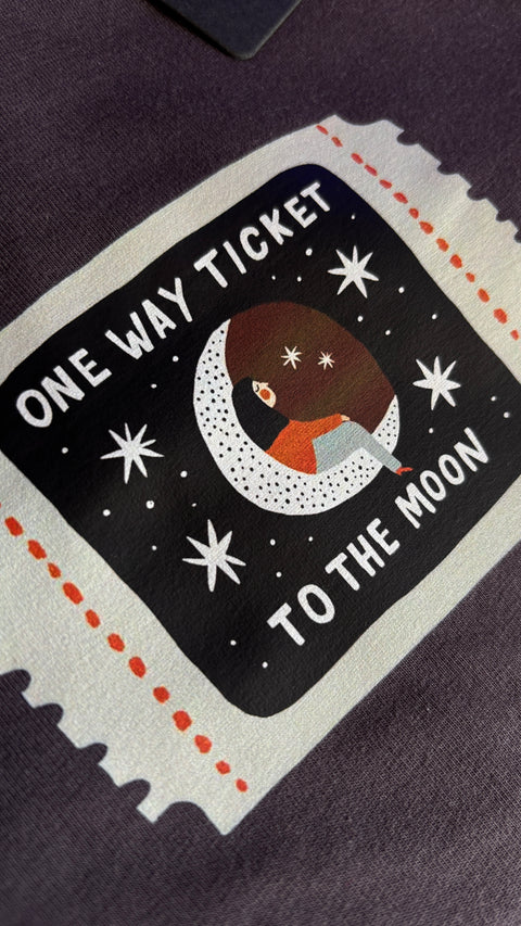 Oversized Long-Sleeve Shirt "One way ticket to the moon"