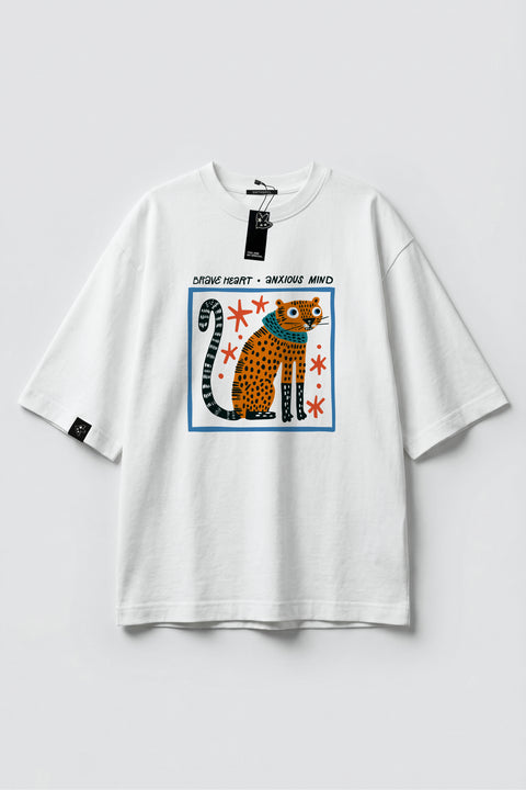 Oversized T-shirt "Brave heart, anxious mind"