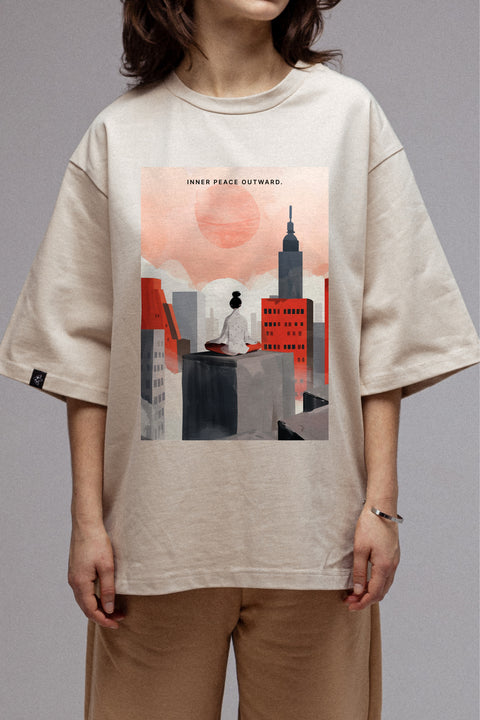 Oversize'owa koszulka "Inner Peace Outward" 