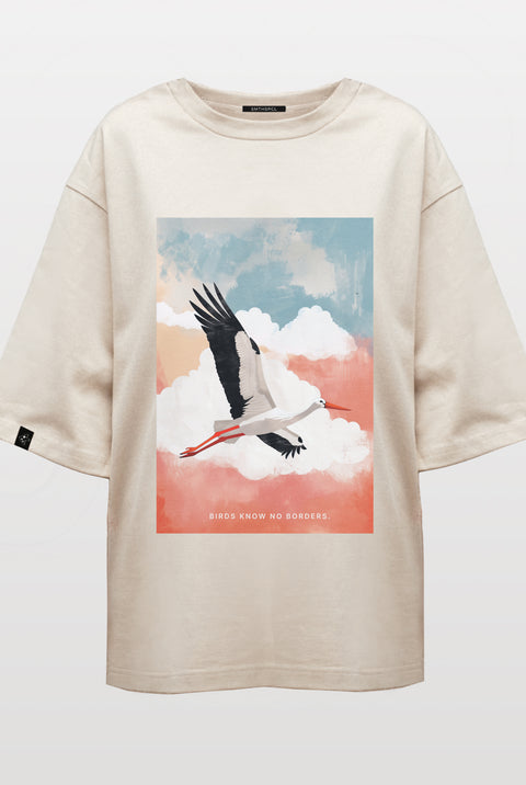 Oversize'owa koszulka "Birds know no borders" 