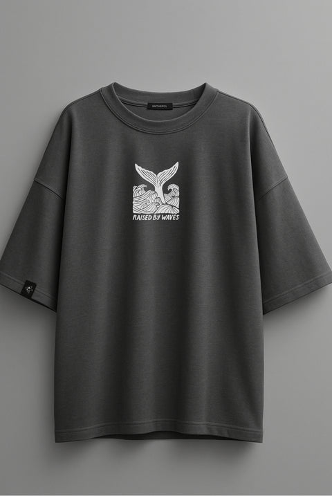 Oversized T-shirt "Raised by Waves" (Graphite)