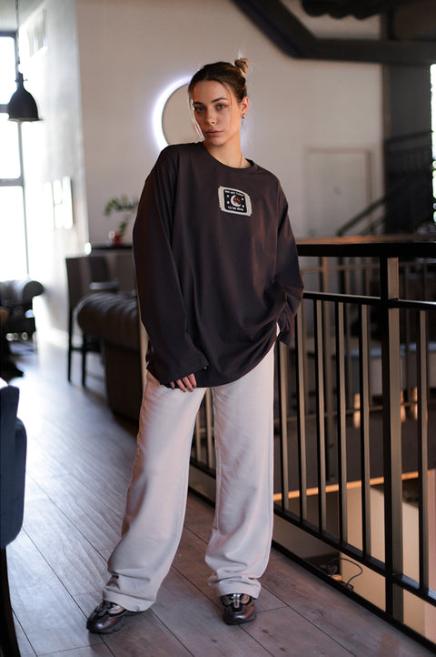 Oversized Long-Sleeve Shirt "One way ticket to the moon"