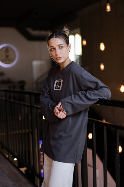Oversized Long-Sleeve Shirt "One way ticket to the moon"