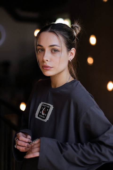 Oversized Long-Sleeve Shirt "One way ticket to the moon"