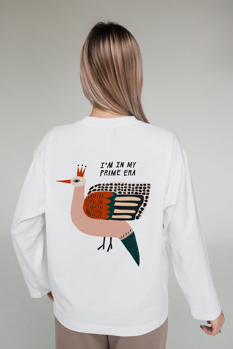 Oversized Long-Sleeve Shirt "I'm in my prime era"