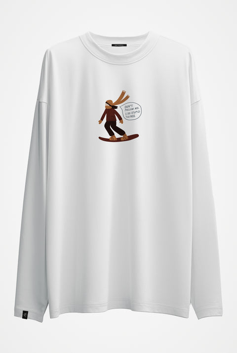 Oversized Unisex Long-Sleeve Shirt "Don't follow me"