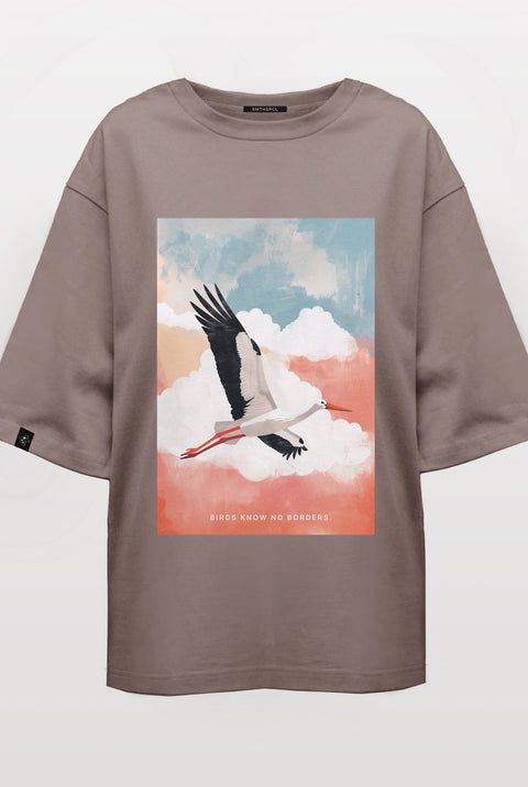 Oversize'owa koszulka "Birds know no borders" 