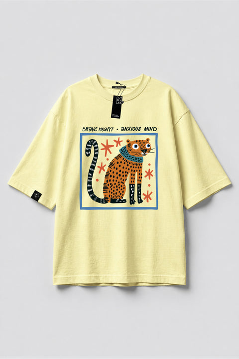 Oversized T-shirt "Brave heart, anxious mind"