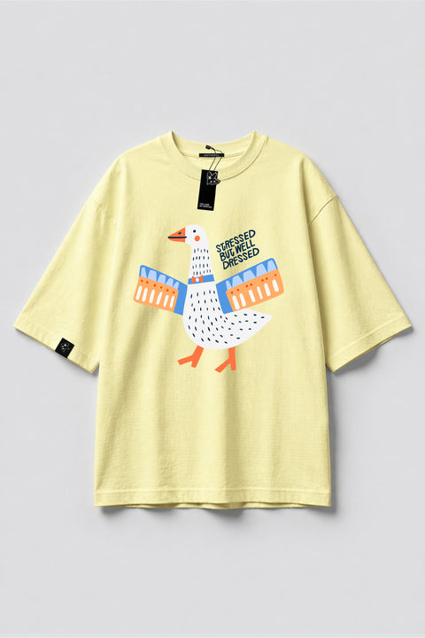 Oversize'owa koszulka "Stressed but well dressed"