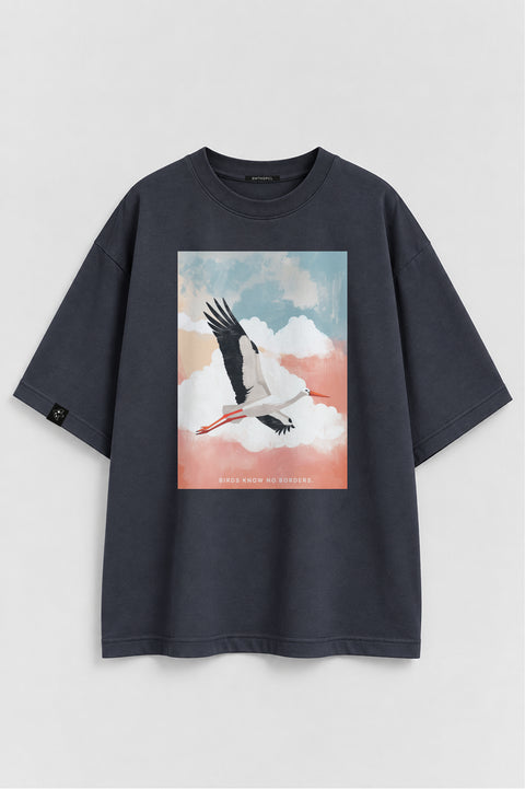 Oversize'owa koszulka "Birds know no borders"