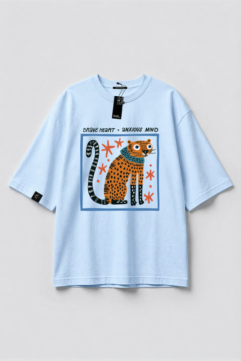 Oversized T-shirt "Brave heart, anxious mind"