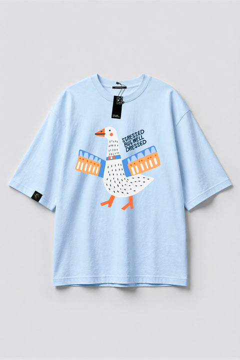 Oversize'owa koszulka "Stressed but well dressed"