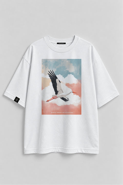 Oversize'owa koszulka "Birds know no borders"