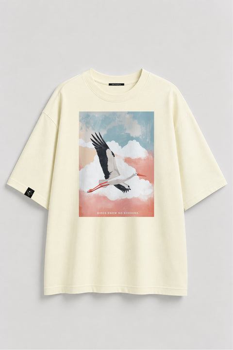 Oversize'owa koszulka "Birds know no borders"
