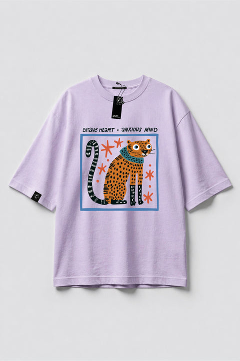 Oversized T-shirt "Brave heart, anxious mind"