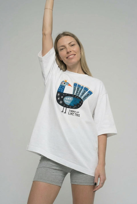 Oversize'owa koszulka "I woke up like this"