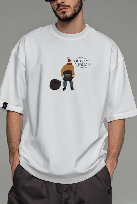 Oversize'owa koszulka unisex "Winter vibes"