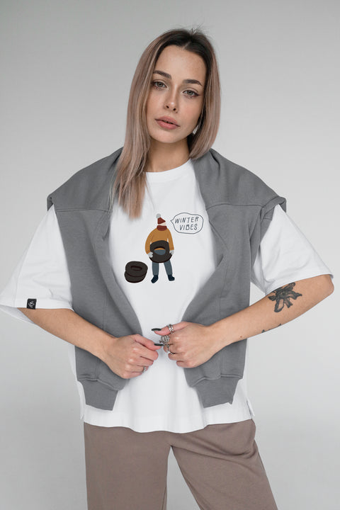Oversize'owa koszulka unisex "Winter vibes"