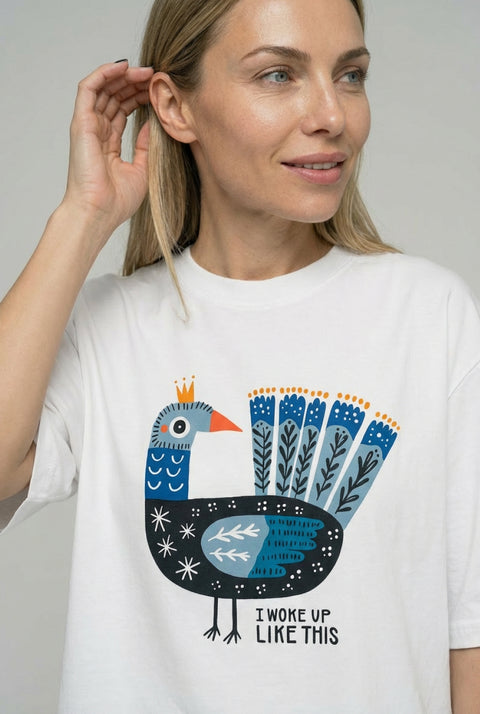 Oversize'owa koszulka "I woke up like this"